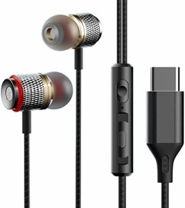 Juyya イヤホン 有線 type-c ヘッドホン HIFI音質 マイク付きイヤホン 音量調整 通話対応 重低音 PC/Android/iPhone typec ジャック 多機