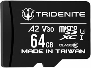 【送料無料】TRIDENITE 64GB microSDXCカード A2, UHS-I U3, V30, 4K Ultra HD, C10, SDアダプター付