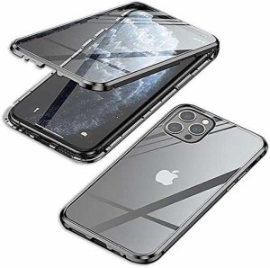 YSAN 両面ガラス 360度全面保護 iPhone14Pro ケース アルミバンパー クリア フルカバー 表裏磁石 両面 耐衝撃 マグネット式 薄型 (iPhone