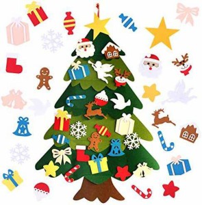 Aiyoupin DIYクリスマスツリー 壁掛けミニクリスマスツリー装飾DIYフェルトクリスマスツリーセットとクリスマスギフト＆クリスマスツリー
