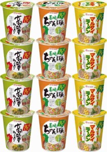 マルタイ うま推し カップラーメン セット (ちゃんぽん 65g、高菜ラーメン 62g、マルタイラーメン 62g)各4個、計12個