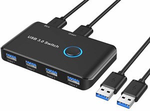 【送料無料】切替器  USB切替器 5Gbps高速転送 PC2台用 4USBポート プリンタ マウス キーボード WEBカメラ ハブなどを切替 手動切替器 US