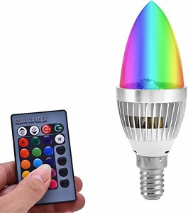 【送料無料】LED電球 カラー電球 E14口金 3W RGB LED電球 カラー電球 調色 カラーライト リモコン付き 調光 調色可能 タイミング機能 記