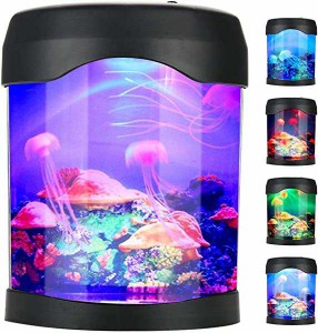 【送料無料】卓上 アクアリウム LED クラゲ イルミネーション搭載 ミニ水槽 LED水族館 気分ランプ水族館 循環ポンプ クラゲ 水族館 イル