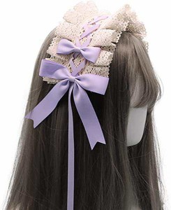 【送料無料】ヘッドドレス ロリータ 髪飾り ゴスロリ ヘアアクセサリー カチューシャ レース リボン 蝶結び かわいい キュート メイドカ