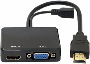 【送料無料】HDMI to VGA & HDMI メス スプリッター オーディオ ビデオケーブル 交換アダプタ付き HDTV PCモニター用