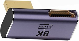 【送料無料】HDMI オス HDMI 2.1メス L型変換 アダプタ ロープロファイル 垂直 90度 右上角度付き UHD 延長アダプター 8K 60hz HDTV対応 