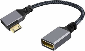 【送料無料】4K Type-C 90度 直角 ミニ HDMI 1.4 オス - HDMI メス 延長ケーブル DV MP4 カメラ DC ノートパソコン用 送料無料