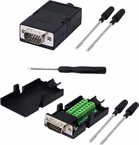 【送料無料】VGA DB15圧着コネクタ3 + 9 D-SUB 15ピンVGA 3行ブレークアウトボードアダプタ（ケース付き）+ドライバ（2点セッ，クオス） 