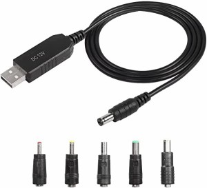 【送料無料】3.28フィートUSB 5V DC 12V変換器昇圧変換器電源線USB 5.5 x 2.1 mmバレルコネクタDC電源線、5個のコネクタルータ、ミニファ