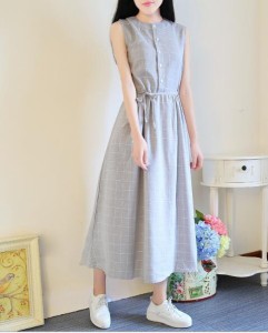 ロングドレス ギャザーワンピ チュニックワンピ前開きチェック柄ナチュラル系シャツワンピ綿麻マキシ丈ワンピース フレア ノースリーブ 8の通販はau Pay マーケット Hhcストア 商品ロットナンバー