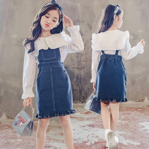 春秋 長袖 白い 女の子 ブラウス 超可愛い ワンピース 韓國 子供服 2點セット キッズ サロペットスカート デニム トップスの通販はau Wowma ワウマ 東京 Com 商品ロットナンバー
