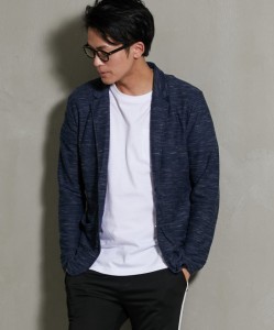 ジャケット メンズ スラブリップル 2B 2ボタン M/L/LL カーディガン はおり MIX-GRAY/MIX-NAVY ニッセン nissen