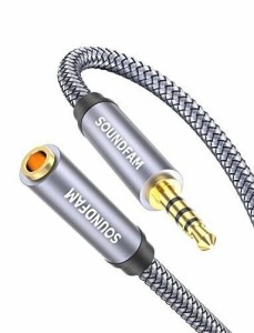 SOUNDFAM TRRS イヤホン 延長ケーブル，4極3.5mm 延長オーディオケーブル オス-メス3.5mm オーディオケーブル Hi-Fi音質AUX 延長ケーブル