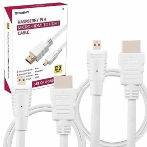 GeeekPi HDMI ケーブル 1m ホワイト Raspberry Pi 4 Micro HDMI-HDMI ケーブル Raspberry Pi 4対応 2本入