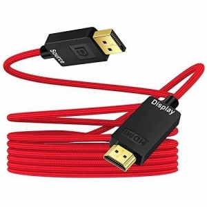 ANNNWZZD DisplayPort HDMI 変換、ディスプレイポートHDMI 変換 4K UHD DP HDMI 変換 PC、HDTV、モニタ用、赤だ、3M