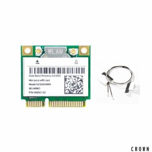 Wi-Fi 6 AX3000HMW 3000Mbps Bluetooth5.2ハーフミニPCI-EネットワークWlan WIFIカード、ワイヤレス802.11ax / acデュアルバンド2.4Ghz /