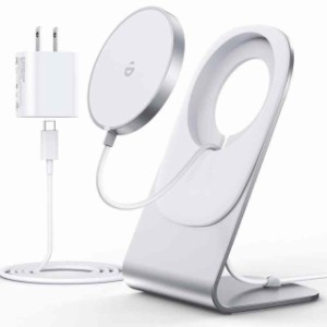 ワイヤレス充電器 マグネット式 magsafe充電器 iPhone14 /13/12シリーズ対応 【ワイヤレス充電スタンド+ 20W USB-Cアダプター付属】 USB-