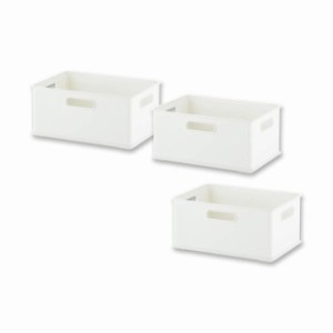 サンカ 収納ボックス 取っ手付き インボックス (ホワイト, Small, インボックス【3個組】)