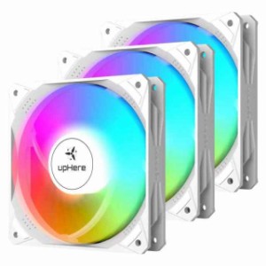 upHere 120mm PCケースファン 静音 高性能 3PINコネクタ 5本1セット (虹色)