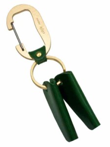 [クリフ] キーホルダー 本革 メンズ 日本製 キーリング 姫路レザー 真鍮 カラビナ swing (グリーン)