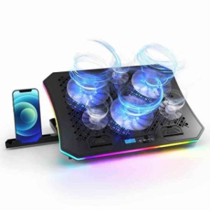 Lamore【2021版】 ノートPC クーラー [ 上級モデル 1600万色 RGB LED カラー ][ 強力 で 大型 冷却ファン ][ 高性能 冷却パッド 冷却台 ]