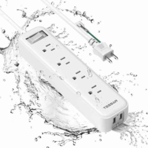 電源タップ 防水 延長コード 2m TESSAN 防水コンセント テーブルタップ usbコンセント 4個ACコンセント 2個usbポート oaタップ 雷ガード