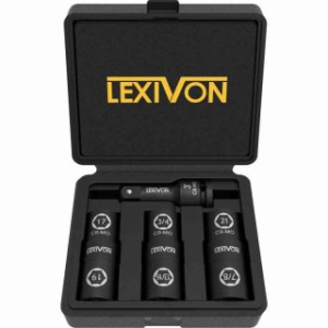 LEXIVON インパクトソケットセット + スイベルユニバーサルジョイント3点セット (6-piece Lug nut sockets)
