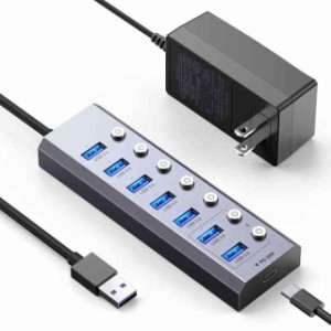 Elecife USB ハブ 3.0 Hub 2022 改良 5Gbps高速 USB拡張 コンパクト セルフパワー/バスパワー (USB タイプ C増設)