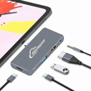 USB C ハブ 5-in-1 Type C ハブ iPad Mac ハブ【4K@30Hz対応HDMI/ 60W PD急速充電/ USB-C2.0+USB3.0ポート/ 3.5mmオーディオジャック】タ