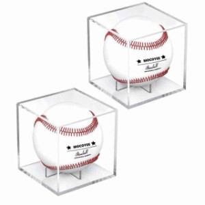 サインボールケース 野球ボールケース 2個セット アクリル製 UVカット仕様 式/軟球野球ボール対応 ディスプレイケース 保護 展示 防塵 コ