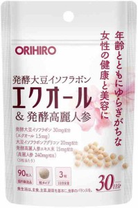 オリヒロ エクオール&発酵高麗人参 90粒 エクオール 大豆イソフラボンアグリコン 高麗人参 30日分