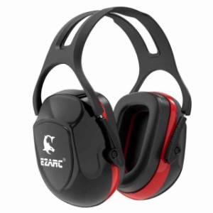 [EZARC] イヤーマフ 防音 大人 遮音値SNR34dB 聴覚過敏 遮音 調節可能 軽量 射撃 作業用 安全イヤーマフ 騒音対策 (レッド)