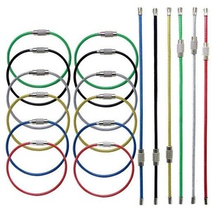 【送料無料】LOOPLE ワイヤーリング ワイヤーキーホルダー ネジ式 ワイヤー キーリング ステンレス製 カラフル 鍵 キー 紛失 盗難防止 6