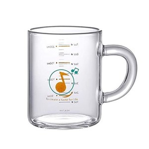 【送料無料】ミルクカップ 計量カップ 耐熱ガラス コーヒー ジュース お茶 ミルクグラス ガラスカップ ハンドル付き 2目盛り付き ML OZ 