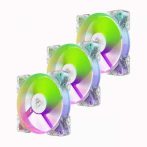 【送料無料】ALSEYE N12 ケースファン、3パック120mm ARGB＆PWM PCケース冷却ファン、コントローラー付き、静音高気流半透明ホワイトPCケ