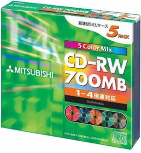 三菱化学 SW80QM5 CD-RW 700MB 5枚スリムケース入り カラーミックス