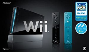 【中古品】Wii本体 (クロ) Wiiリモコンプラス2個、Wiiスポーツリゾート同梱 【メーカ (中古品)