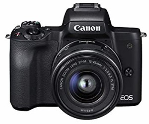 【未使用 中古品】Canon ミラーレス一眼カメラ EOS Kiss M 標準ズームキット ブラック EOSKIS(中古品)