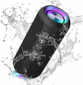 Ortizan Bluetooth スピーカー 防水IPX7 ワイヤレススピーカー お風呂適用 LEDライト付き 30時間連続再生 24W出力 小型 重低音 高音質 ポ