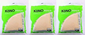 ３個セット名門KONO コーノ式 無漂白みさらし ドリッパー用フィルターペーパー (1〜2人用)100枚入り MD-25 茶