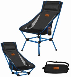 DesertFox アウトドアチェア 2WAY キャンプ椅子 ローチェア 軽量 枕付き ハイバック 独自開発のカップホルダー 耐荷重150kg