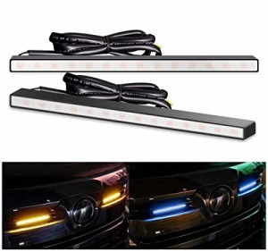 MOTORSTAR LEDデイライト シーケンシャルウインカー機能付き 流れるウィンカー 薄型 8mm 側面発光 アンバー流れるブルー発光 防水