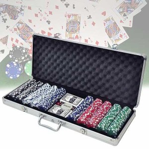 iimono117 ポーカーセット チップ500枚 アルミケース 鍵付き ポーカーチップ トランプ付き カジノゲーム フルセット 本格派 大量