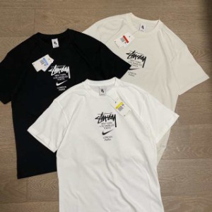 STUSSY ゆったりカジュアルな夏のコットン男女プリント半袖Tシャツ