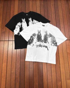 Stussyドーベルマンピンシャープリントロゴカップルゆったり半袖Tシャツ