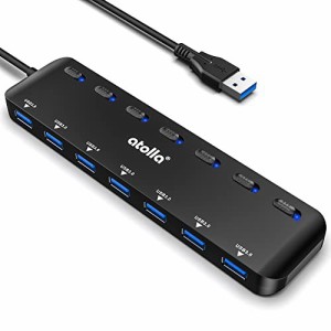 【送料無料】atolla USB ハブ 7ポート USB3.0ハブ 100cmケーブル 個別スイッチ USB hub ウルトラスリム USB拡張 5Gbps