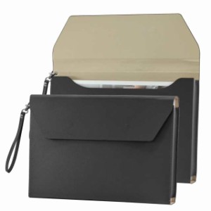 【送料無料】VANRA ファイルフォルダー PUレザー A4サイズ 大容量 書類ケース 持ち運び ストラップ付き 拡張ポート プラスチック封筒 磁