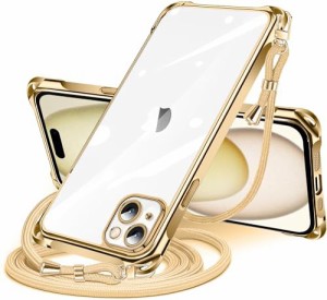 【送料無料】iPhone 15 用 ケース クリア ショルダー iPhone15 スマホケース アイフォン15 カバー 肩掛け 斜めかけ 縄掛けケース 透明