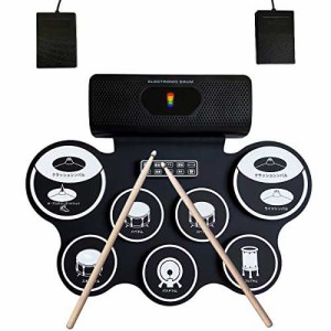 【送料無料】Gorbobo 電子ドラム ポータブルドラム スピーカー内蔵 9個ドラムパッド 10リズム 10ドラム音色 デモ12曲 USB充電式 外部オー